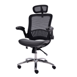 Black All Mesh Seat Ergonomic Office Chair with Flip Up Arms