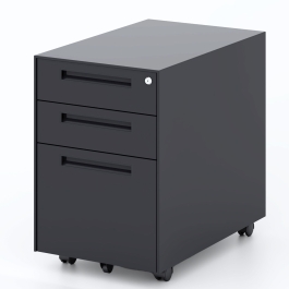 Modern Locking File Cabinet, 3 Drawer File Cabinet, Metal Rolling File Cabinets, Under Desk File Cabinet with Lockable Wheels