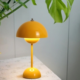 11.6"H Mushroom Cordless Table Lamp, 1960s Mid Century Vintage Table Desk Lamp, Battery Powered Rechargeable Table Lamps