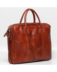 Vintage Full Grain Genuine Leather Briefcase with Two Pen Slots, 15.6 inch Laptop Bag