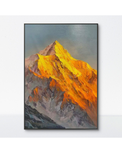 Vertical Rocky Mountain Sunset Oil Painting, Modern Large Wall Artwork for Home Living Room, Kitchen, Hotel, Office, Bedroom, Drawing Room, Hallway, No Frame
