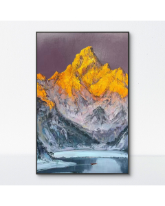 Vertical Rocky Mountain Sunset Oil Painting, Large Wall Art for Home Living Room, Kitchen, Hotel, Office, Bedroom, Drawing Room, Hallway, No Frame