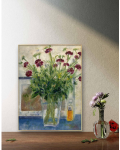 Still Life Flower Oil Painting, Original Colorful Textured Canvas Art Floral Painting, Wall Artwork Drawing Decor for Home, Kitchen, Living Room, Bedroom, Office, Dining Room, No Frame