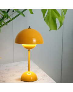 11.6"H Mushroom Cordless Table Lamp, 1960s Mid Century Vintage Table Desk Lamp, Battery Powered Rechargeable Table Lamps