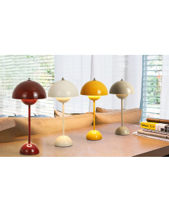 19.7"H Mushroom Cordless Table Lamp, 1960s Mid Century Vintage Table Desk Lamp, Battery Powered Rechargeable Table Lamps
