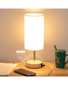 Table Lamp, Desk Lamp with 5V/2A Dual USB Ports, 3-Way Warm Light, Touch Switch