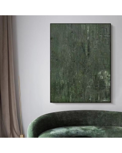Blackish Green Handmade Abstract Wall Art Artwork Painting for Living Room