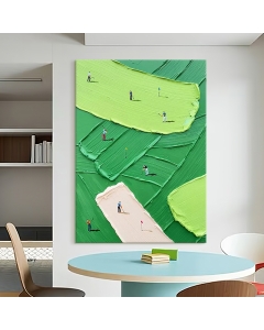 Large Handmade Green Golf Abstract Painting, Textured Canvas Wall Art, Golf Lovers Gifts