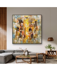 Hand-painted Original Large Abstract Art Oil Painting, Office Canvas Artwork, Modern Wall Art Drawing Decor for Home Living Room, Bedroom, Drawing Room, Hallway, No Frame