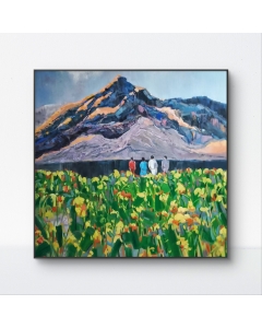 Original Landscape Mountain Oil Painting, Contemporary Expressionism & Impressionism Large Wall Art for Home Living Room, Kitchen, Farmhouse, Office, Bedroom, Drawing Room, Hallway, No Frame