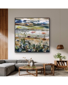 Hand-painted Large Wall Art for Living Room, Modern Abstract Art Oil Painting, No Frame