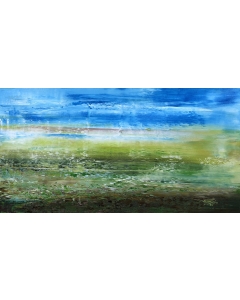 Hand-Painted Original Large Abstract Art Horizontal Sky Landscape Oil Painting, Contemporary Wall Art for Home Living Room, Office, Drawing Room, Hallway, No Frame