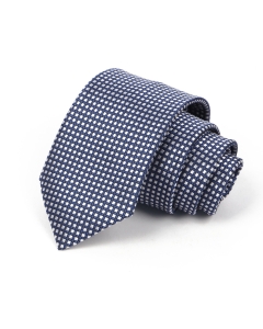 Men's Navy and White Gingham Check Tie