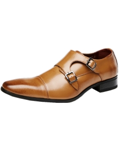 Men's Cowhide Double Buckle Monk Dress Shoes