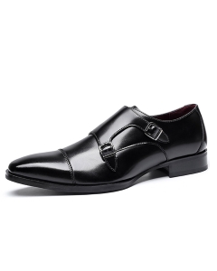 Men's Cowhide Double Side Buckle Monk Dress Shoes